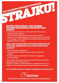 Affisch: Strajku – do członków związku Byggnads