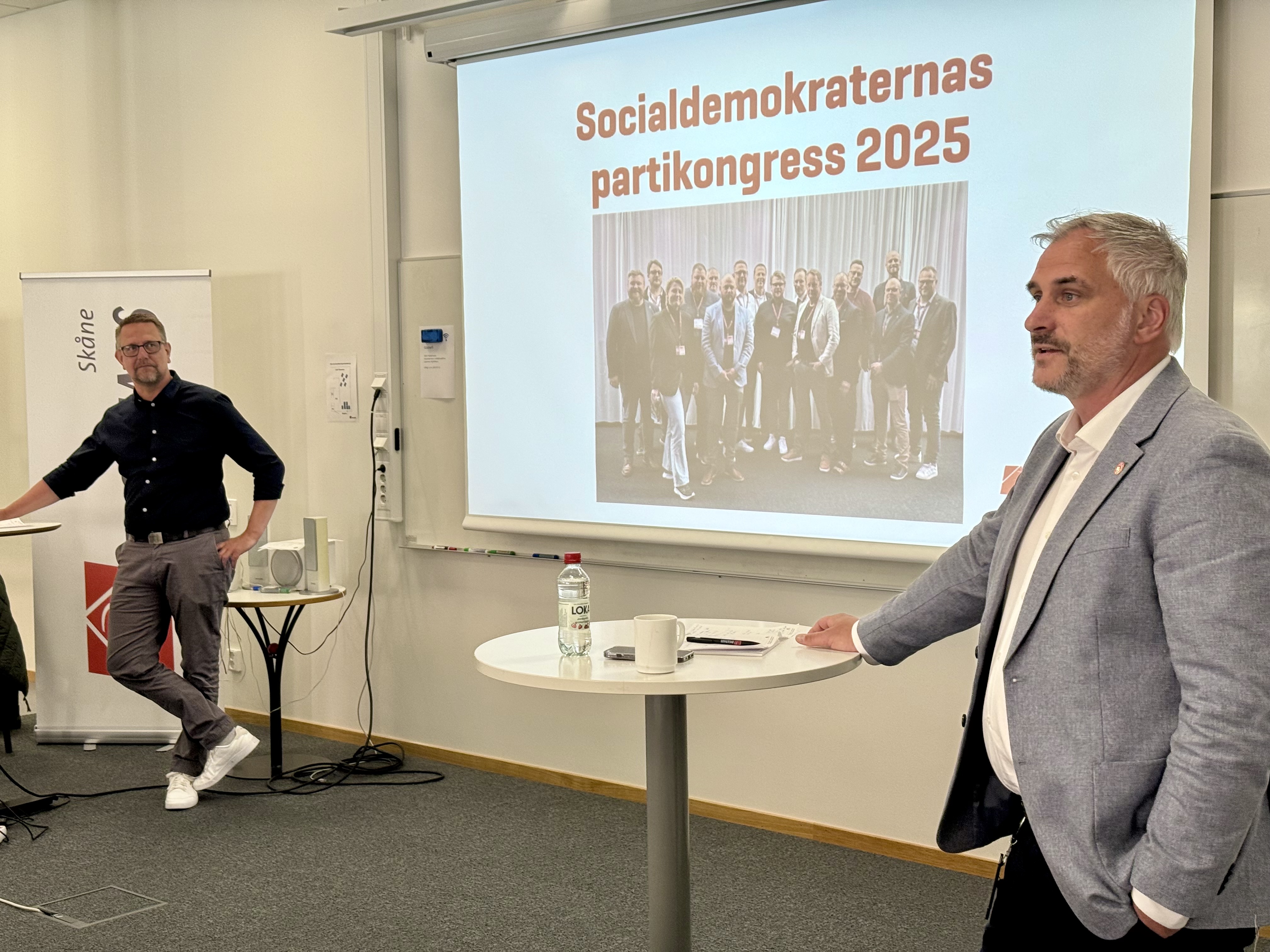 Mattias Flisborn och Magnus Alm berättade om sitt arbete under Socialdemokraternas kongress.