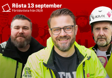 Byggnadsarbetare med varseljackor