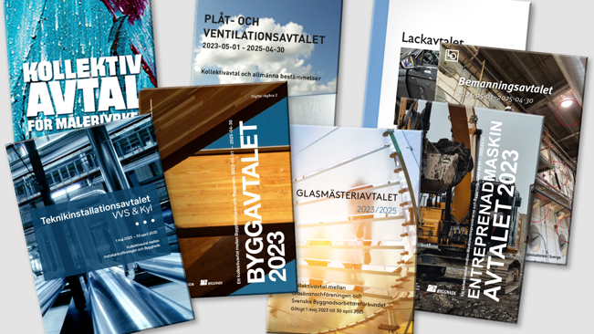 kollektivavtalen i fysisk form utspridda på bord