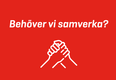 Texten Behöver vi samverka samt en ikon med två händer