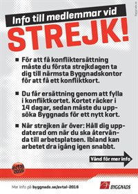 Flygblad: Info till medlemmar vid strejk!