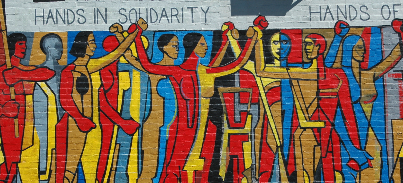 Väggmålning vid fackförening i Chicago.