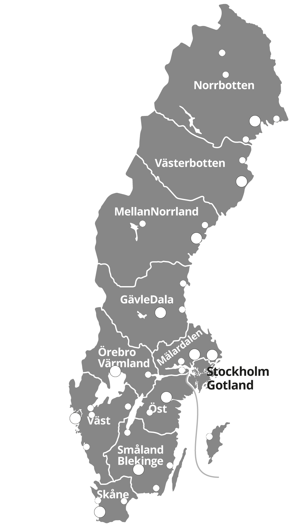 Karta över Byggnads regioner
